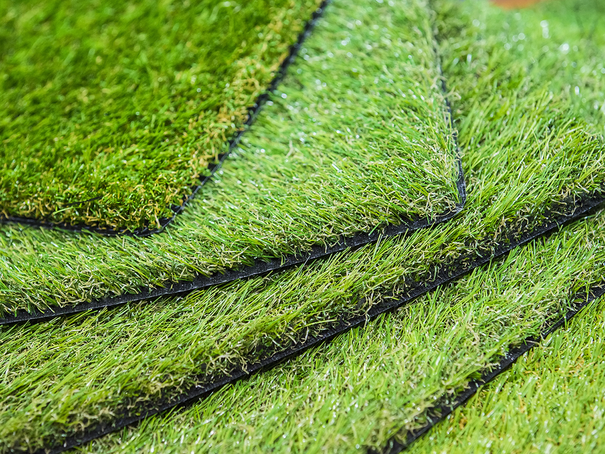 Stack of artificial grass samples